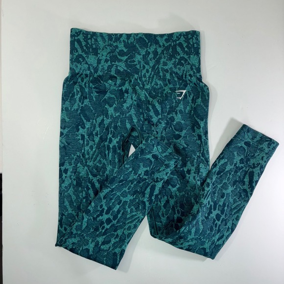 Gymshark Pants - Gymshark Vital Seamless 2.0 Leggings Teal Leopard Print Women's XS